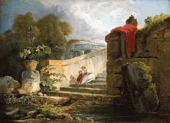 休伯特 羅伯特 A Scene in the Grounds of the Villa Farnese Rome 休伯特 羅伯特 A Scene in the Grounds of the Villa Farnese Rome